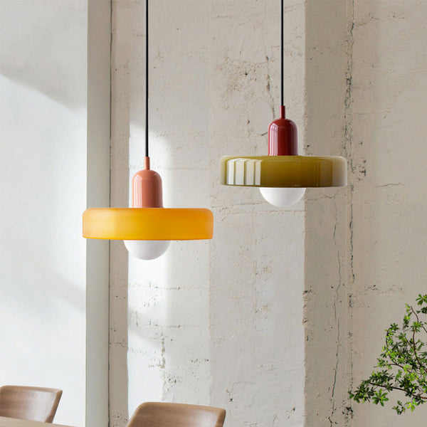Pendant lamp made of colored glass