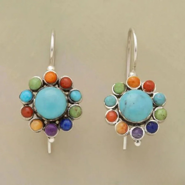 Multi-colored Turquoise Round Earrings