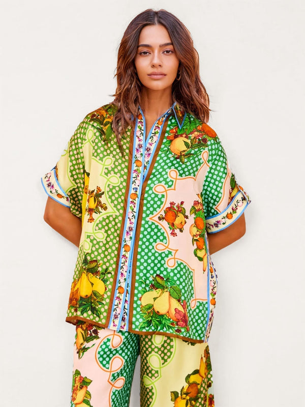 Complete Multicolor Lemon – Shirt and Pants with Vintage Graffiti Print