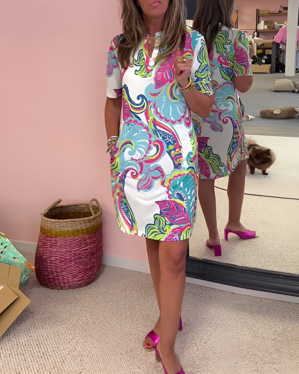 Gaëlle | Light Printed Dress with V-Neck