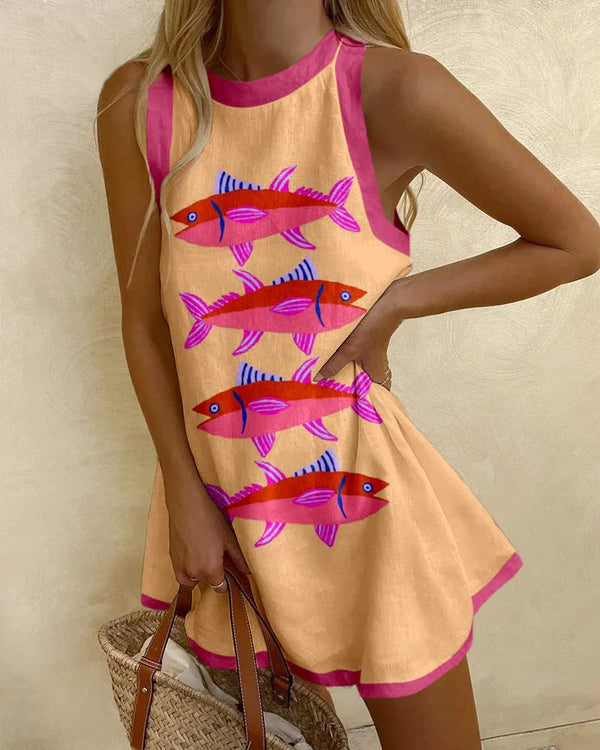 Anavée | Mini dress with sardine pattern