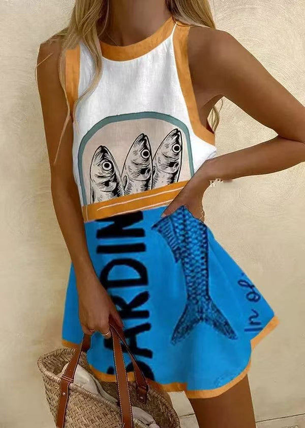 Isoria | Mini Dress with Pale Blue Embossing