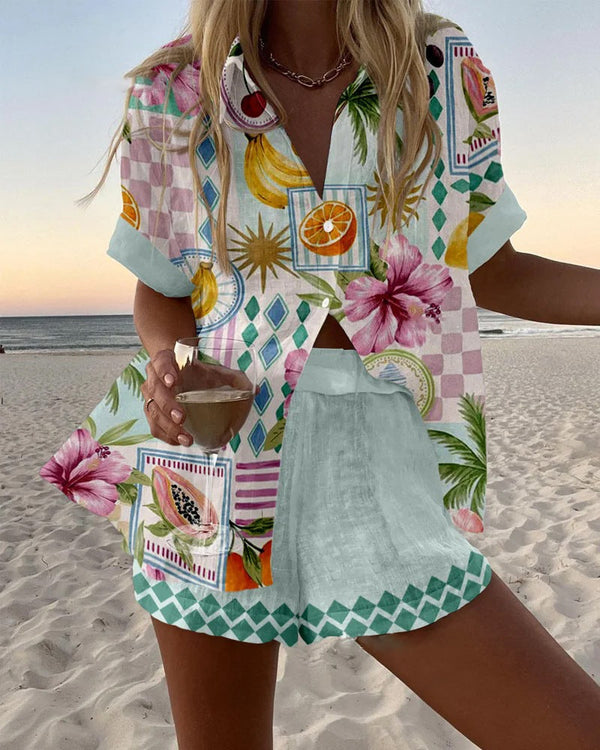 Maevin | Short Rope Overall with Fruit Print