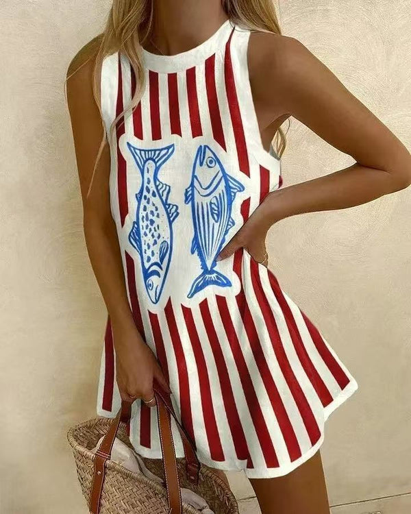 Delara | Mini Dress with Fish Pattern