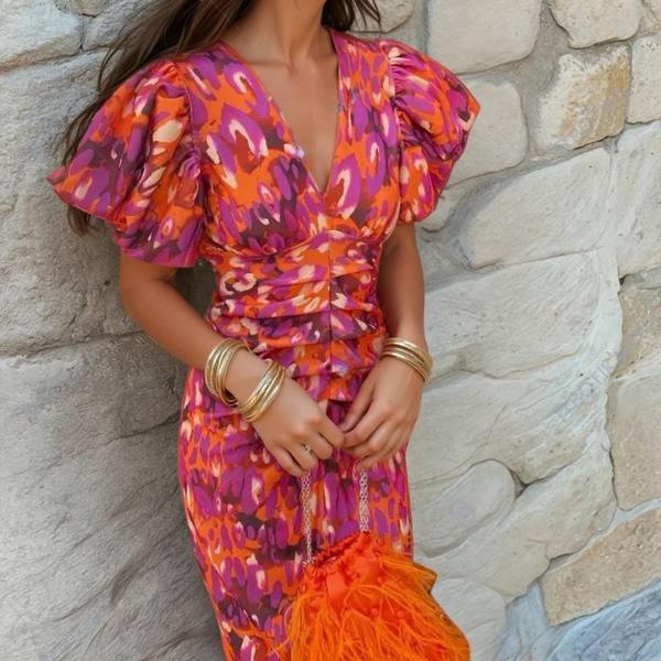Carole | Vibrant Party Dress with Spectacular Details