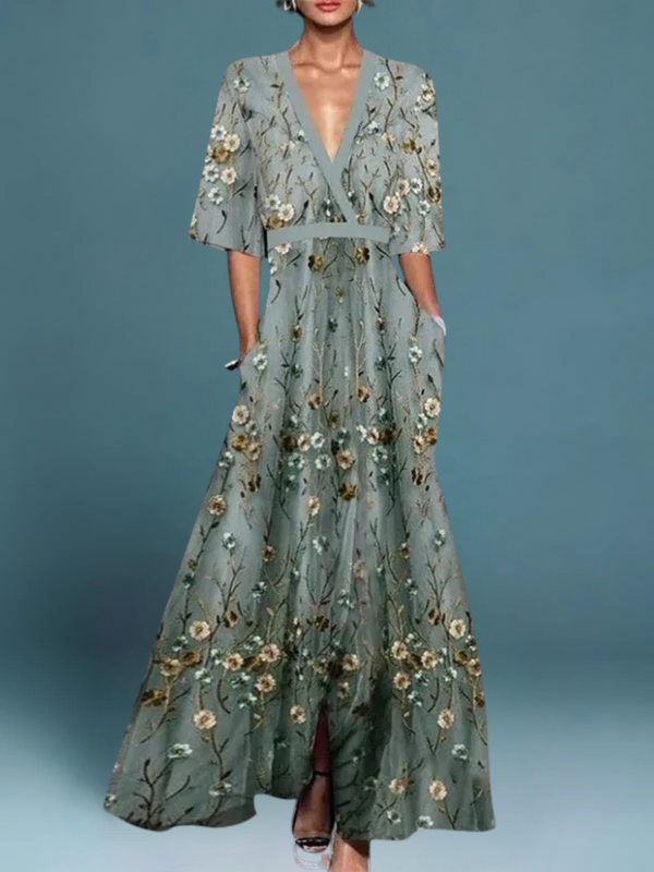 Isabella  - Elegant Floral Maxi Dress