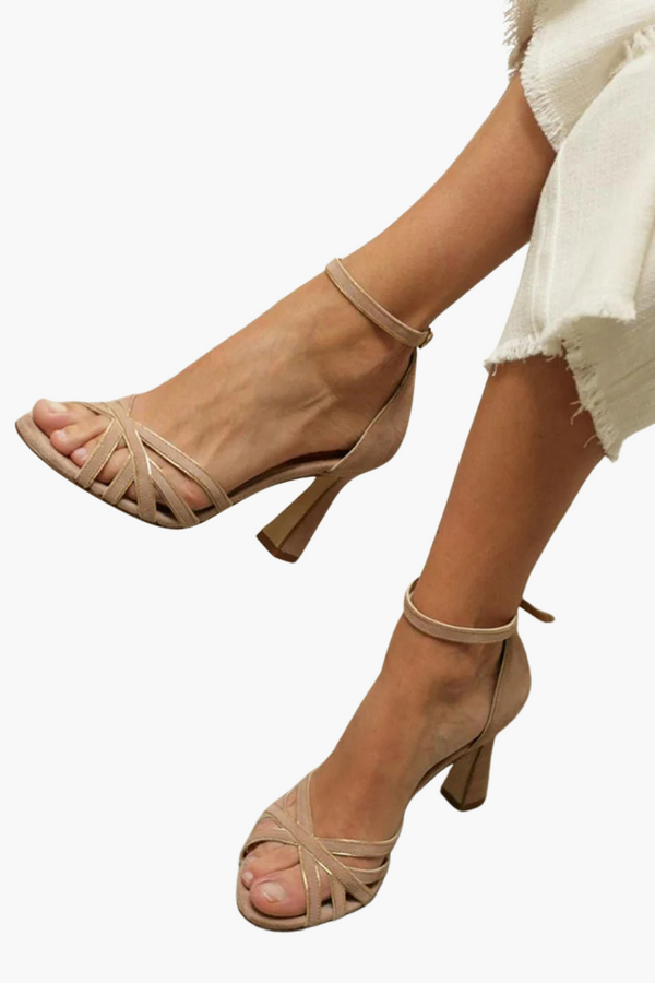 Elviera  | Peep-Toe Sandals with Patchwork