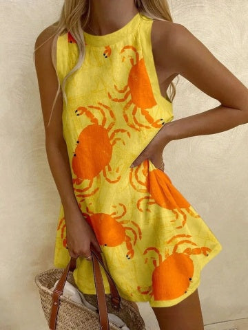 Orvienne | Mini Dress with Crab Print