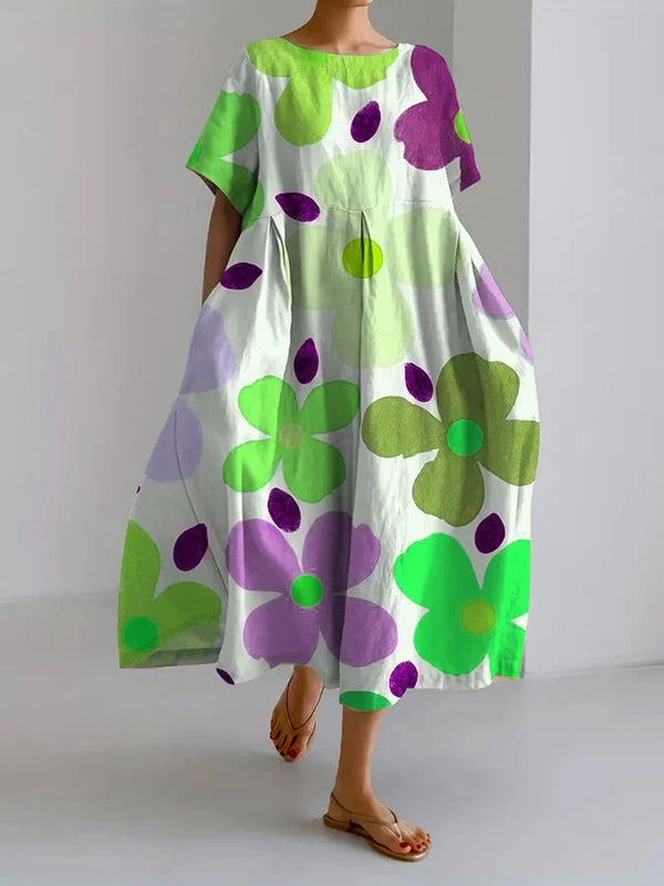 ELIANA | Floral Midi Dress with Carefree Style and Summer Comfort for Colorful Days