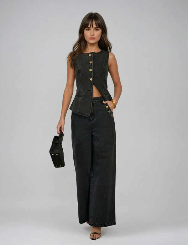 CORINNE  | Complete denim set with refined details